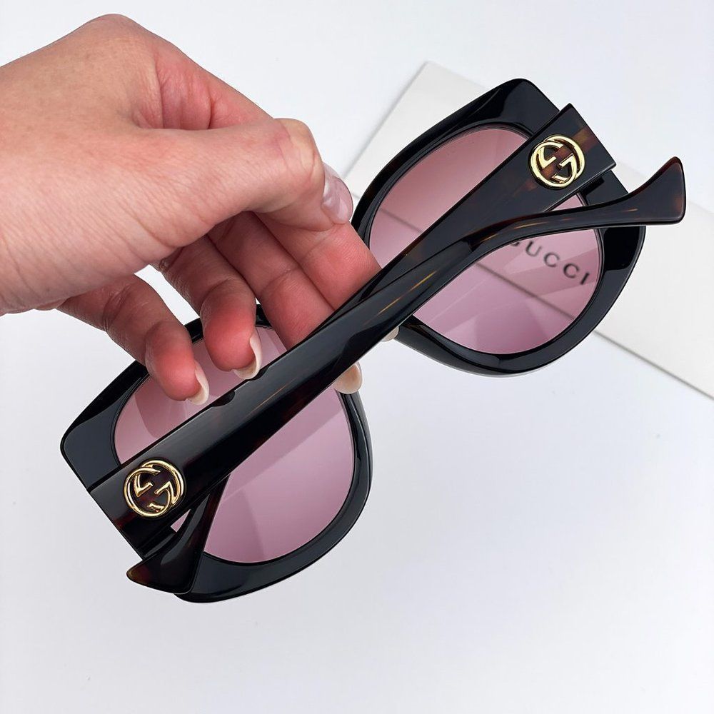 Gucci GG1257S 003 Sunglasses Havana Gradient Red Butterfly Oversized Women - Picture 7 of 14